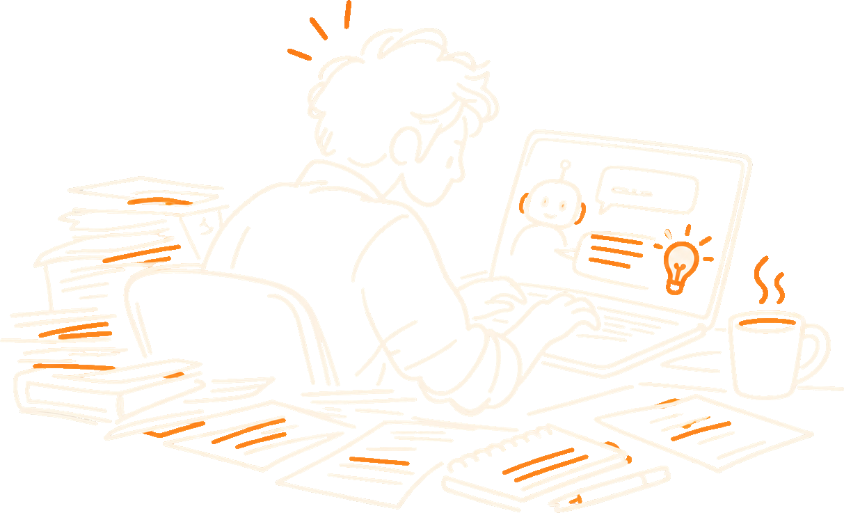 A person chatting with AI on a laptop, still doing the work by hand